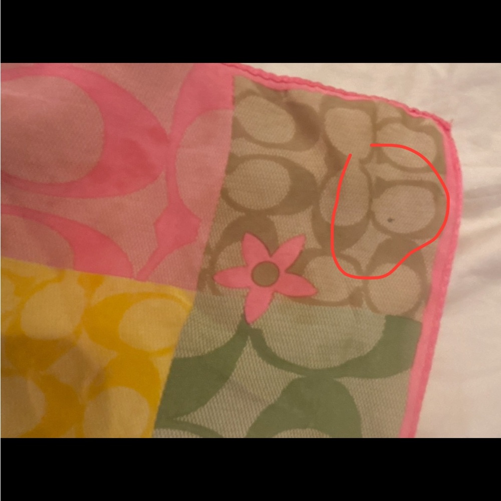 Coach Pink and Green 100% Silk neck/hair/purse Scarf, the Hamptons collection. - Picture 16 of 17